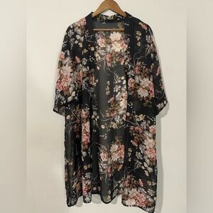 Shein - Floral Sheer Cardigan